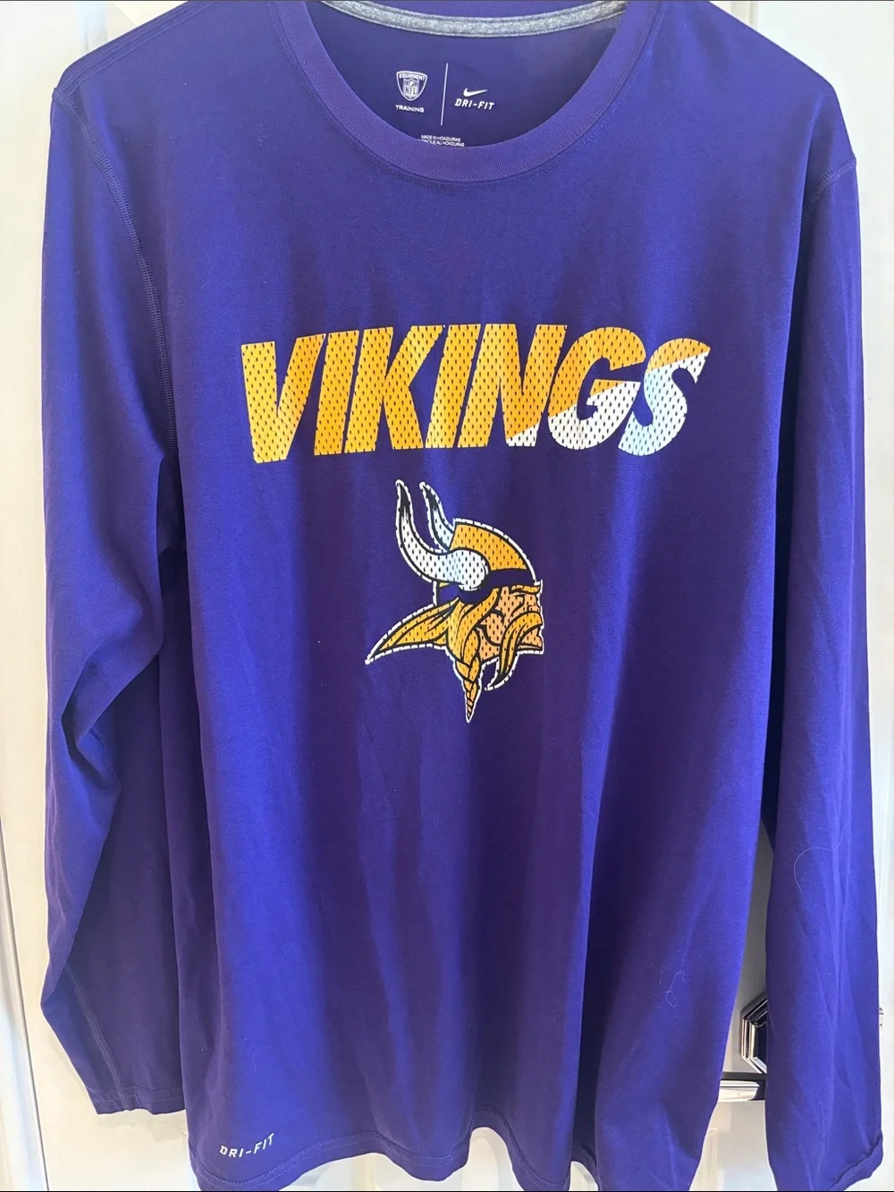 Nike Dri Fit Purple Minnesota Vikings Long Sleeve Tee with Logo